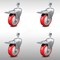 Service Caster 4 Inch SS Red Polyurethane 1/2 Inch Threaded Stem Caster Set Total Lock Brake SCC-SSTSTTL20S414-PPUB-RED-121315-4 - alternate 1